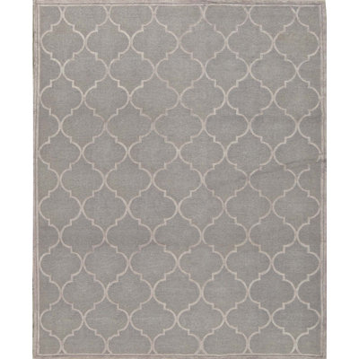Cotton Geometric Area Rug in Gray