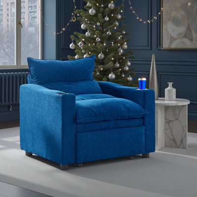 3-in-1 Convertible Velvet Chaise Lounge,Recliner Sofa Chair by Mercer41