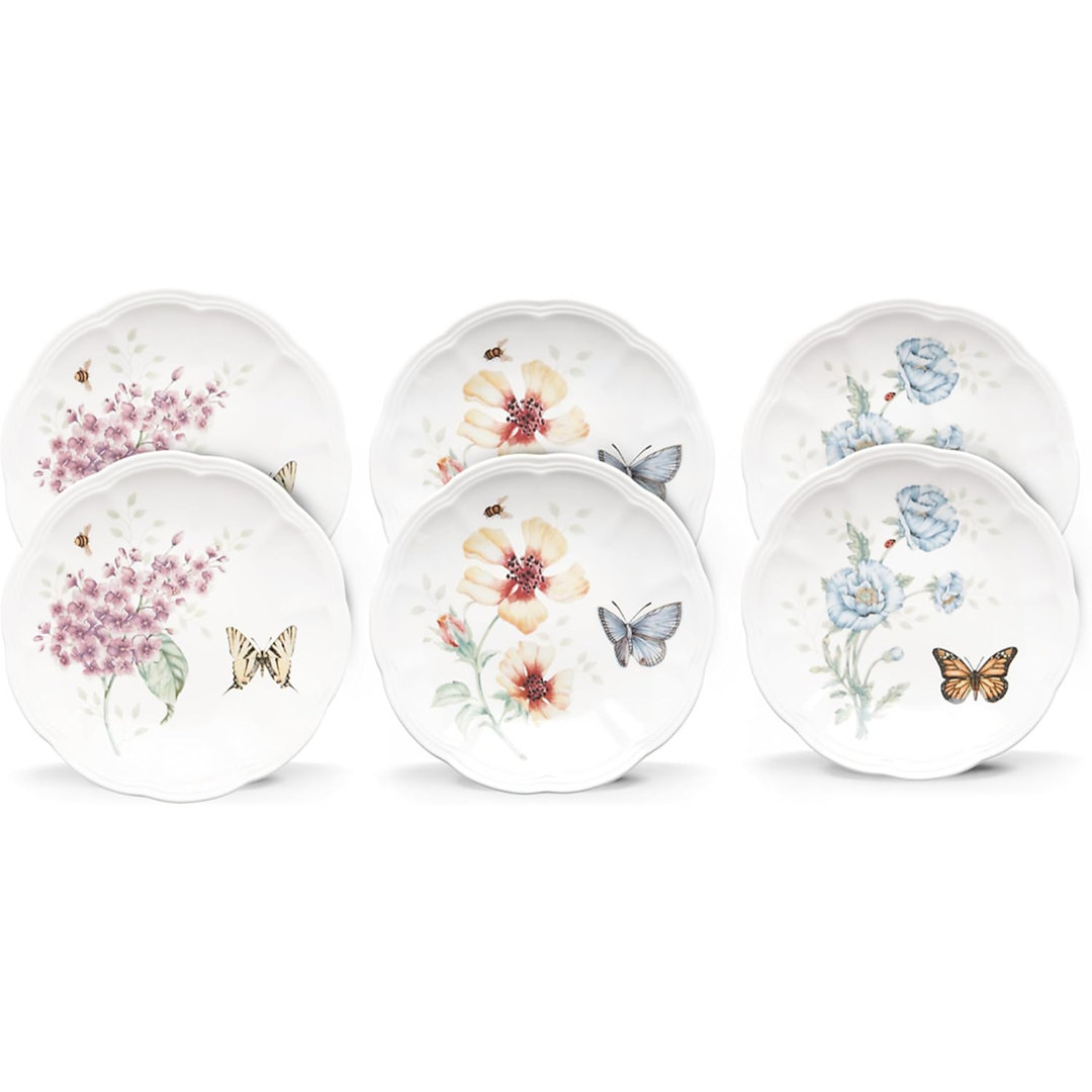 Set of 6 Lenox Butterfly Meadow Tidbit Plates Lenox
