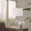 Lampe de table en métal de 29,5 pouces de hauteur «Leona», finition chromée, accents de cristal
