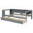 Wood Twin Size Platform Bed With Storage Shelves, Drawers, Charging Station And Upholstered Headboard, Gray-1398228803