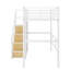 Lit simple en métal surélevé équipé d'un escalier de rangement et d'une armoire encastrée-571545448