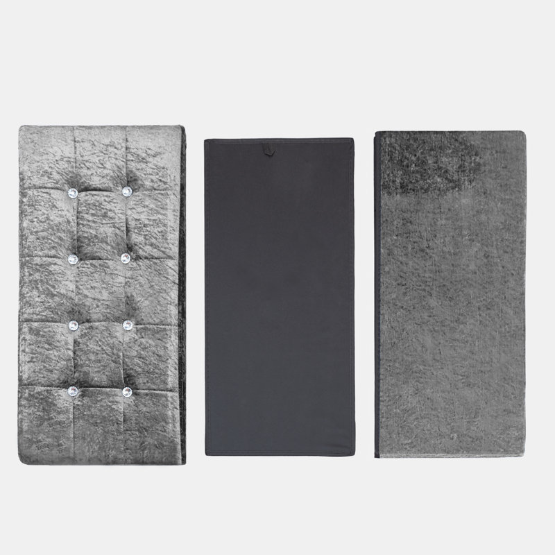 38 CRUSHED VELVET STORAGE BOX, 38cm H x 80cm W x 7cm D, Silver