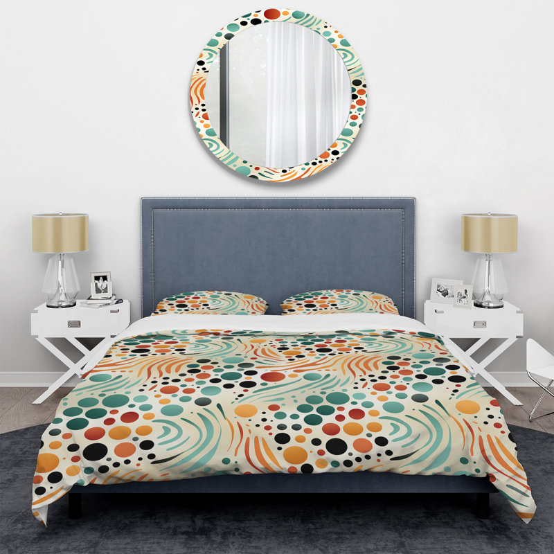 Ensemble de housse de couette multicolore Mid Century, Housse de couette simple + 1 taie décorative stan
