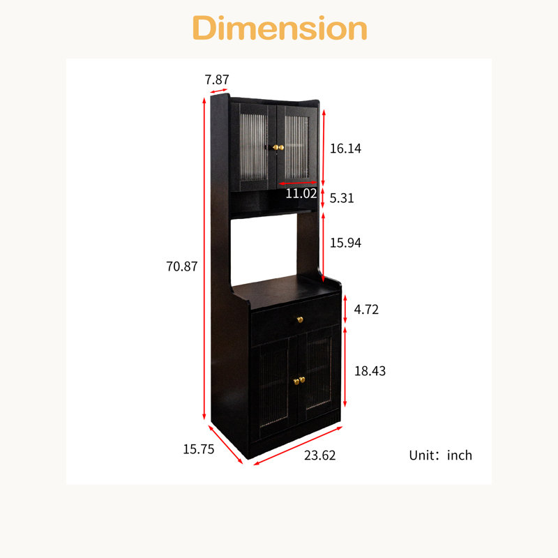 Armoire de rangement de garde-manger de cuisine, armoire de buffet de cuisine avec support à micro-ondes