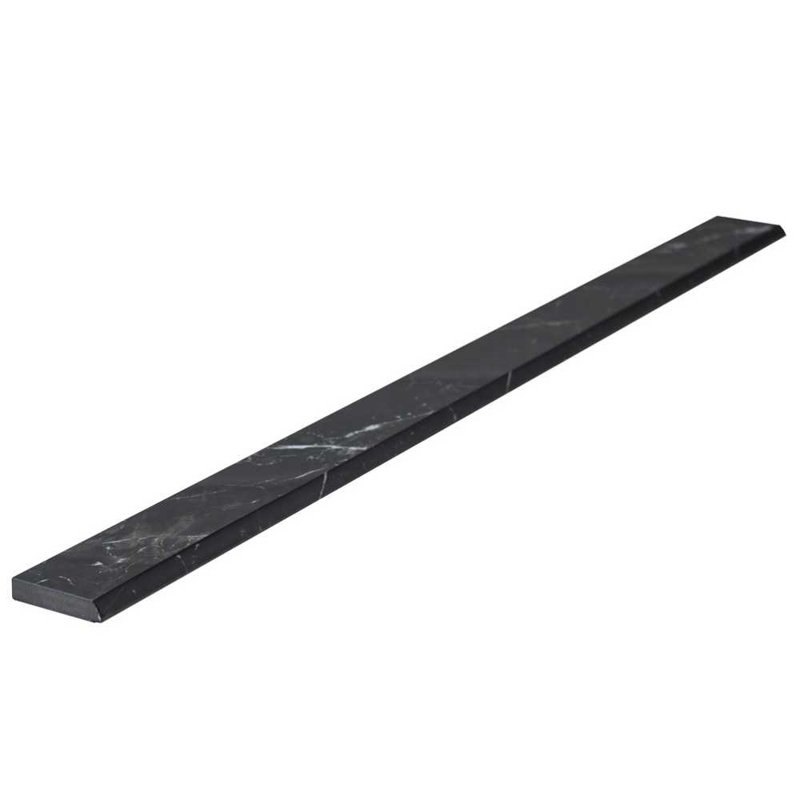 Carreau en porcelaine bullnose 2 po x 23,5 po Penthouse, Nero Marquinia brillant