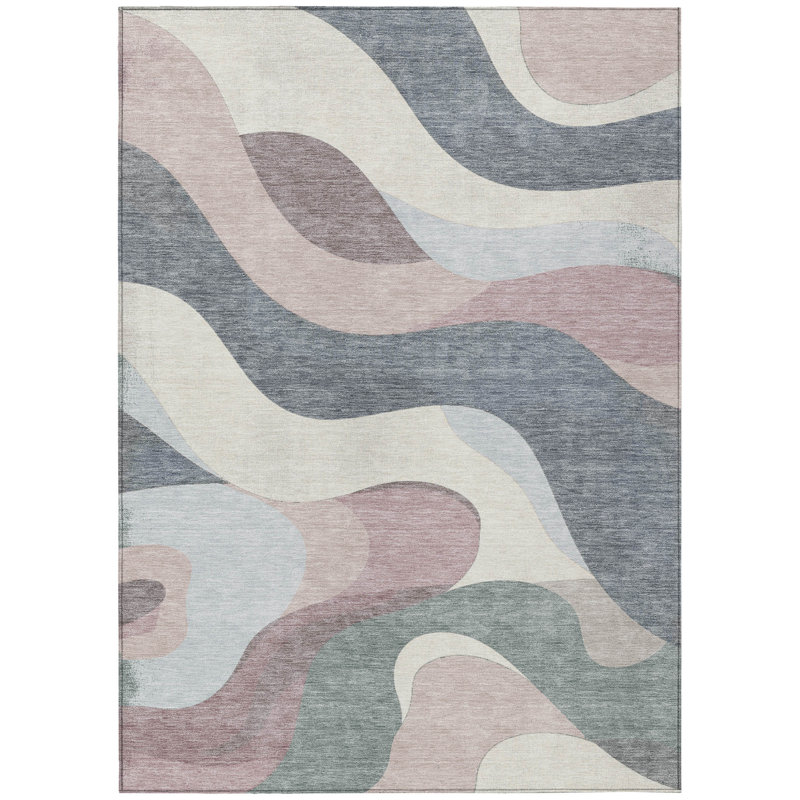 Tapis tourbillon intérieur / extérieur lavable à la machine Husby ACN2186, Rectangle 5 pi x 7 pi 6 po