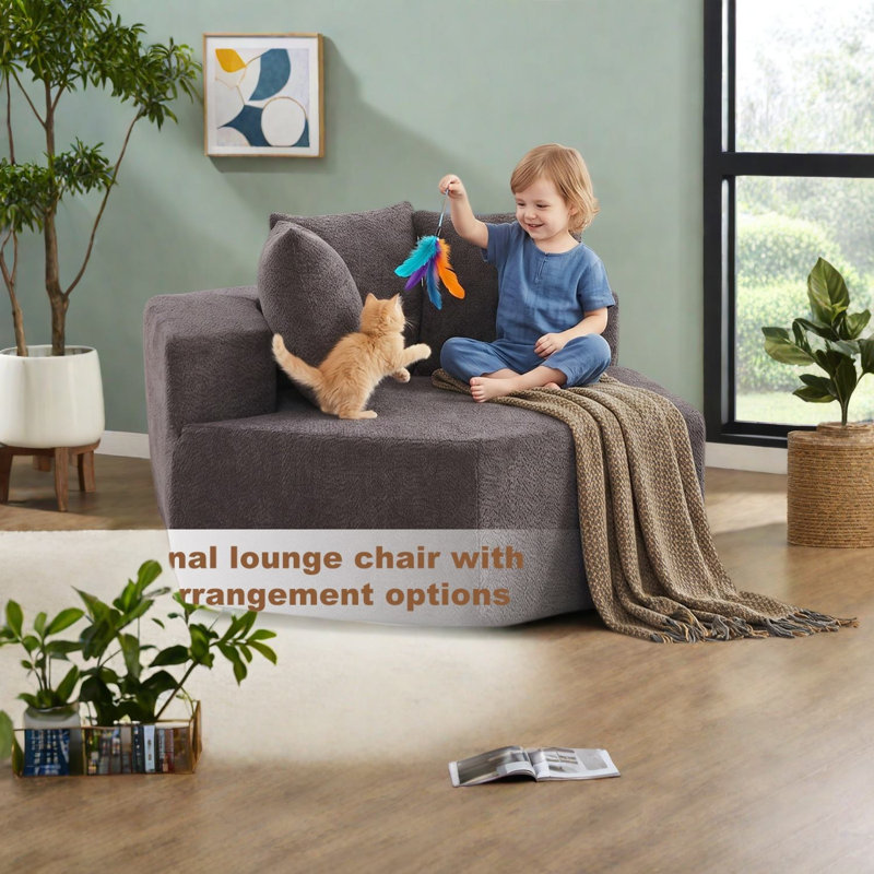 Chaises d'appoint hexagonales modernes, salon modulaire en chenille gris pour la maison