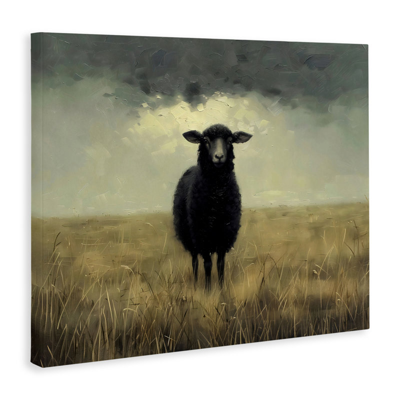 «Black Sheep in Field Field», conception par Arlington Prints, H 16 po x l 20 po