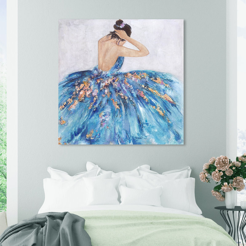 «Blue And Festive», élégante princesse robe glamour sur toile bleue pour chambre