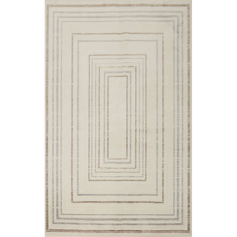 Tapis à motif géométrique élégant tons neutres 5 x 7