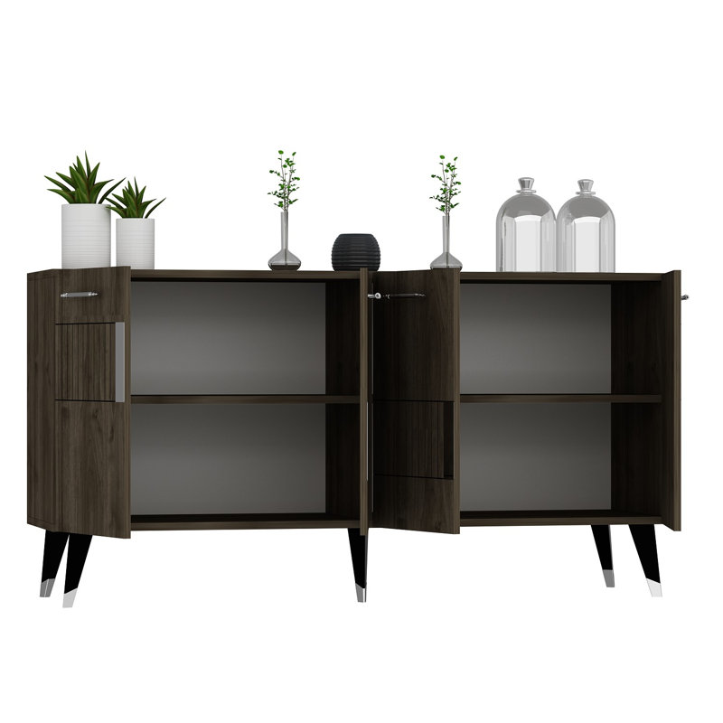Olivia 79cm Console Table, Walnut/Silver