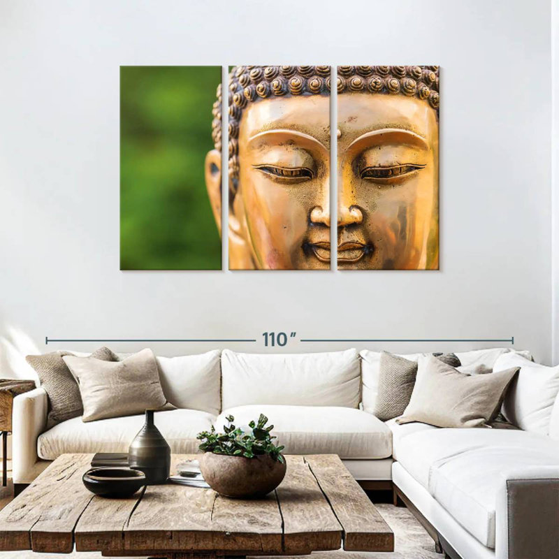 Adella Golden Buddha Head, 48" H x 74" W