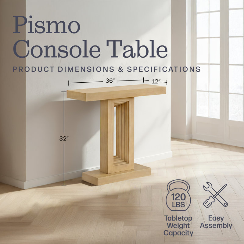 Pismo 36-Inch Solid Wood Console Table, Light Oak, Blonde