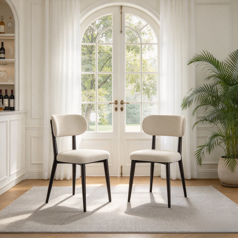 Ensemble de 2 chaises de salle à manger de style Mid-Century avec dossier et chaise de salle à manger rembourrée moderne pour la salle à manger et la cuisine