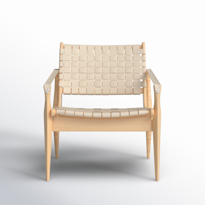 Armchair, White Genuine Leather, Natural