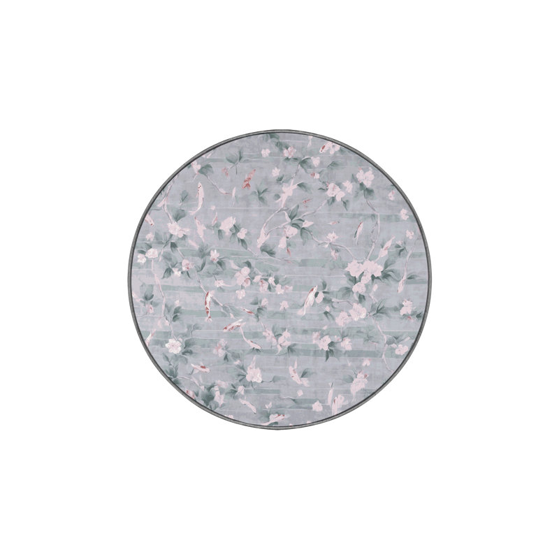 Tapis gris lavable à la machine, Rond 4 pi
