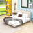Queen Size Upholstered Platform Bed with Motion Sensor Lighting and Built-In Charging Station-1681848689