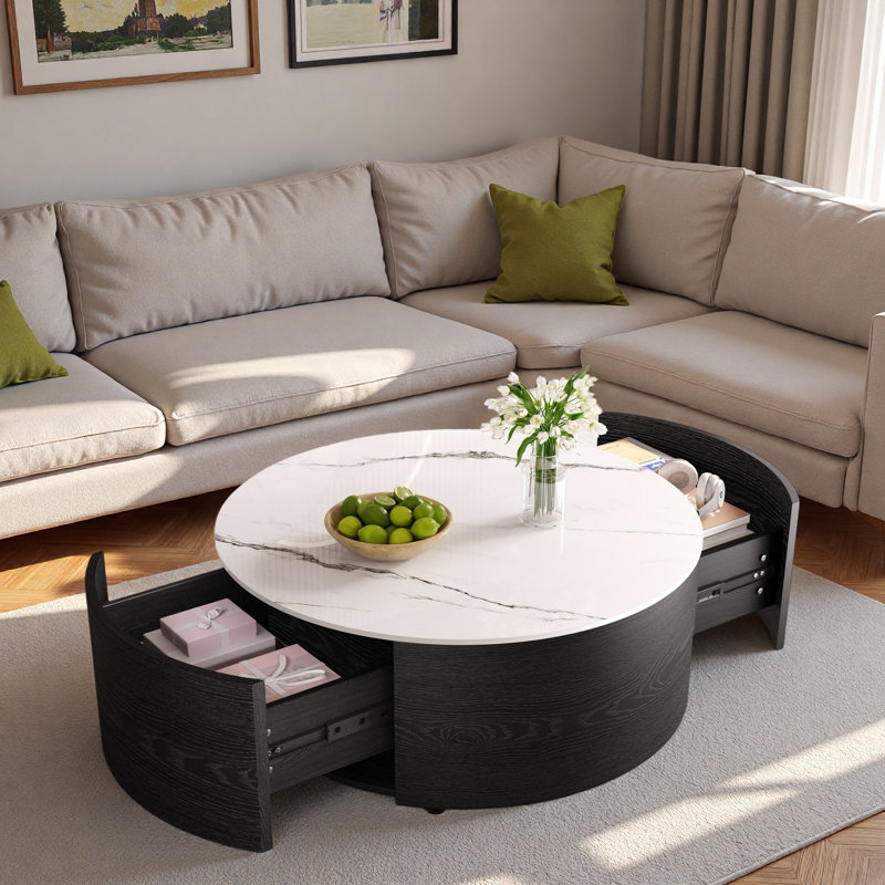 Table basse ronde Modern, Noir