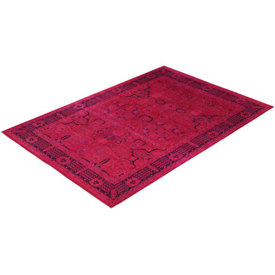 Overdyed Hand-Knotted Wool Modern-Contemporary Pink Area Rug 10' 5" x 13' 10"