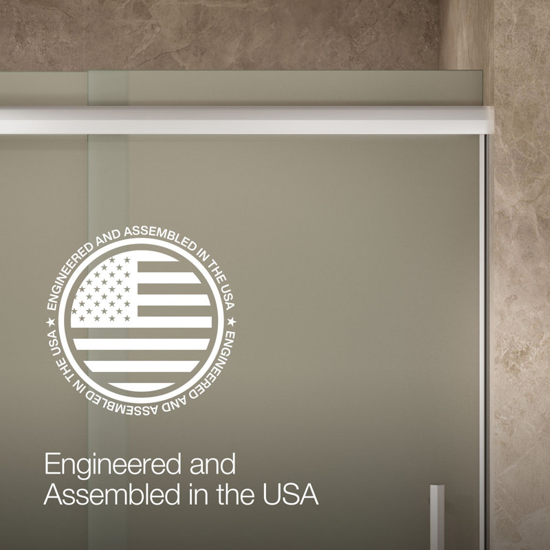Pleat Frameless Sliding Shower Door, 79-1/16 In. H X 54-5/8 - 59-5/8 In. W, With 5/16 In. Thick Frosted Glass, Silver