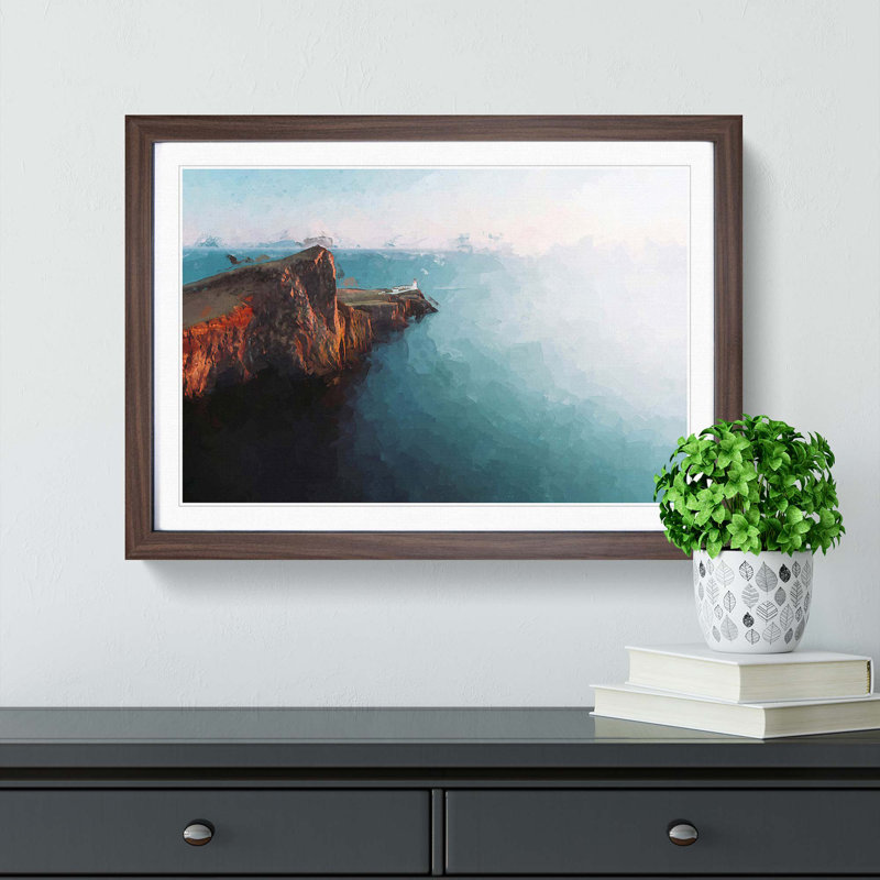 Neist Point Lighthouse Isle of Skye in Abstract - Framed Print, 27cm H x 36cm W x 2cm D, Walnut Framed