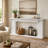 70" White Fireplace Mantel Surround With Open Display Shelf, Freestanding Decorative Mantel Console