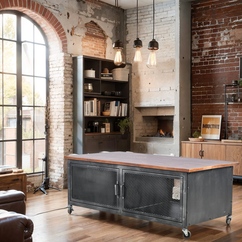Buffet décoratif Keyanah, Brun / noir vieilli, H 17,72 po x l 47,24 po x P 23,62 po