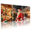 Marché de Noël de Noël, ensemble de 3 impressions sur toile, lumières du soir du père Noël-1437972203