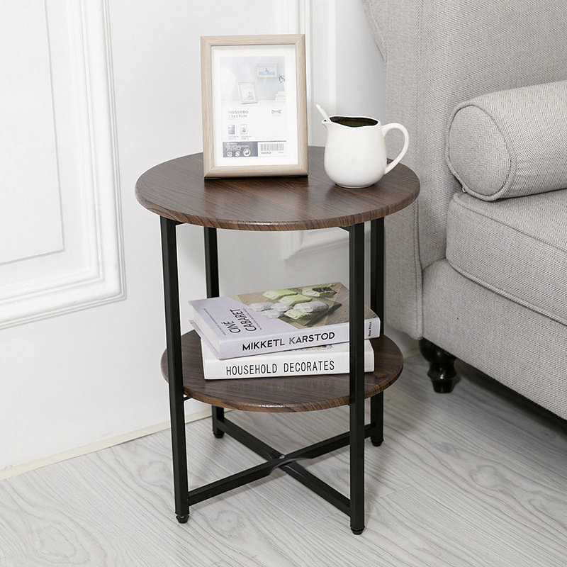 Michalitsa Cross Legs End Table, Walnut Top/Walnut  Base