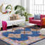 Arteaga Power Loom Blue/Orange/Burgundy Rug-1755699328