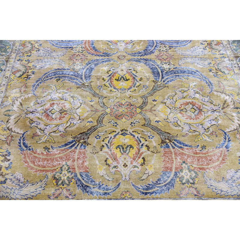 Oriental Area Rug in Camel And Green, Rectangle 8' x 10'