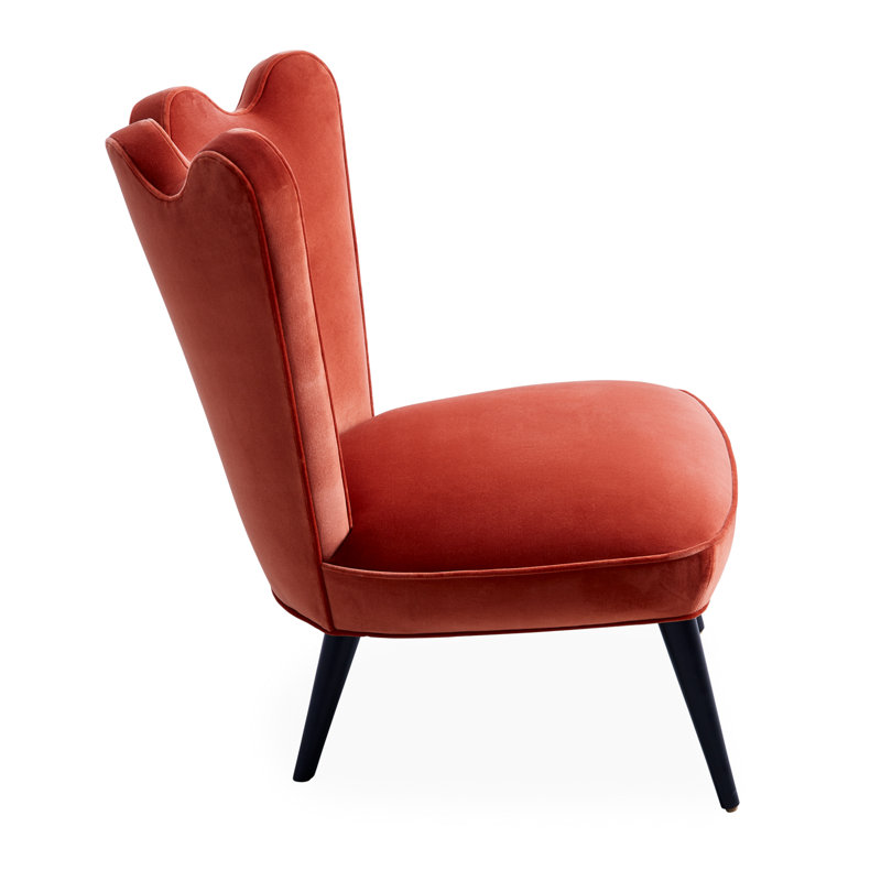 Devere Creme Velvet Slipper Accent Chair with Maple Legs
