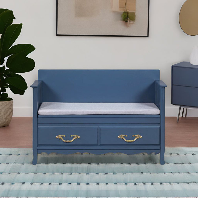 Banc à chaussures avec coussin amovible, Marine