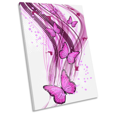 Pink Butterflies Half Tone Picture 1 Piece Wrapped Canvas Wall Art