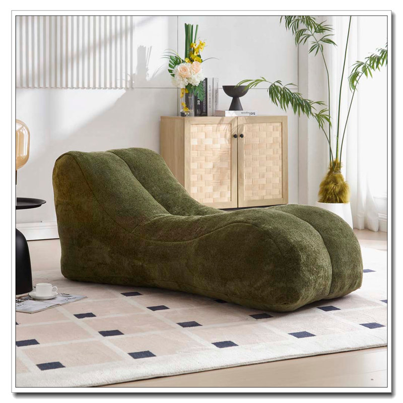 Pouf rembourré, Vert olive