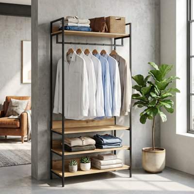 Alva Open Wardrobe with 4 Shelves