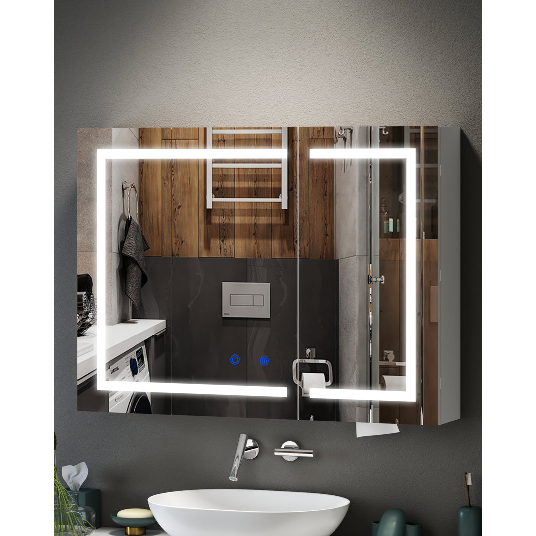 50mm W 70mm H Wall Mounted Required Medicine Cabinet Mirror 4 Adjustable