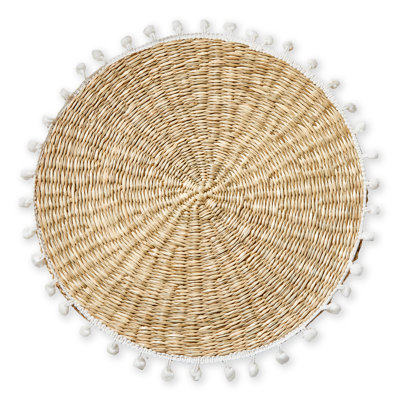 Pompom Placemat White Multi Seagrass Everyday