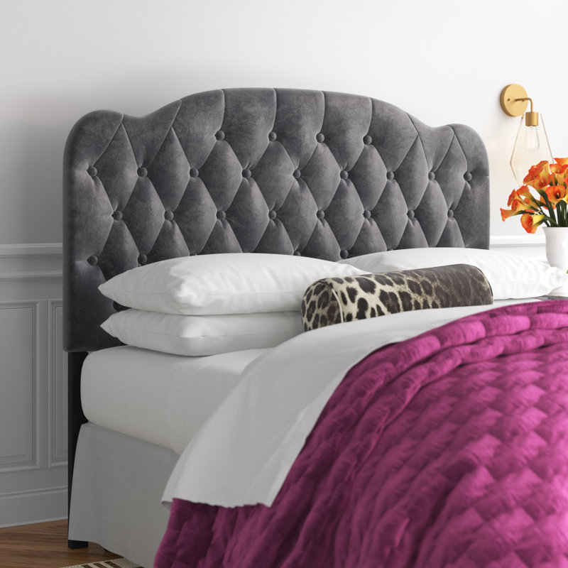 Tête de lit tapissier Clementine, Gris, Grand