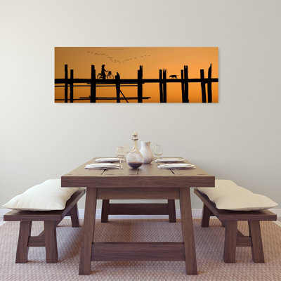 «Golden Hour Bridge Ride Peaceful Serene Tranquil Bird Dog Nature Sunrise», art mural