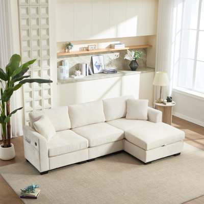 Canapé modulaire en chenille surdimensionné à 4 places en L