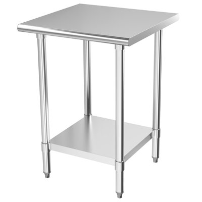  Kleensteel 24"Lx 24"W Heavy-Duty Stainless Steel Prep Table, Commercial Work Table with Adjustable Undershelf