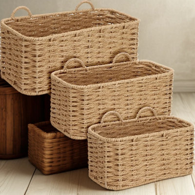 Ensemble de trois paniers muraux Boho