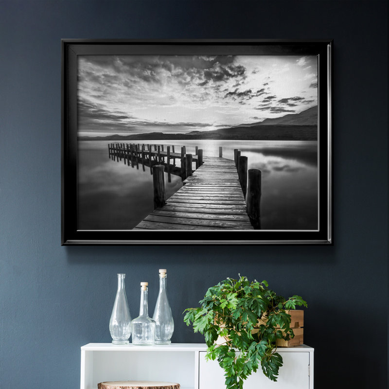 Evening Dock - Reproduction de photo avec cadre photo, H 22,5 po x l 30,5 po x P 1,5 po, Toile avec cadre noir