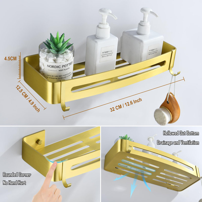Hallsburg Shower Caddy, Brushed Gold