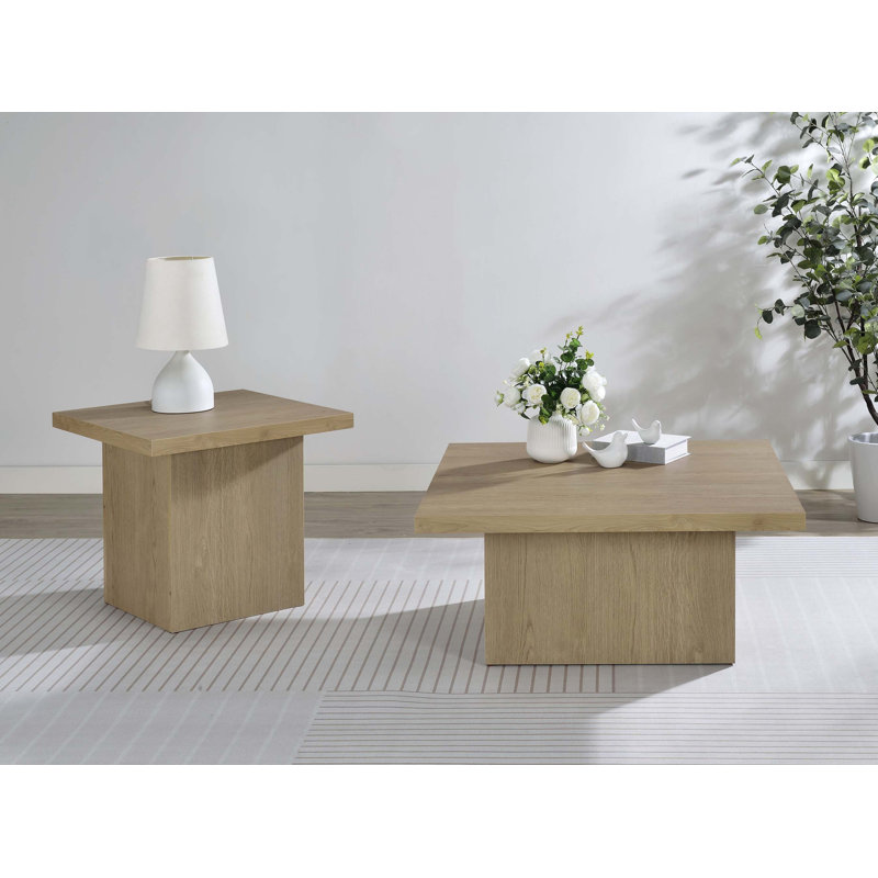 Table basse moderne carrée avec motif sculptural, Brun