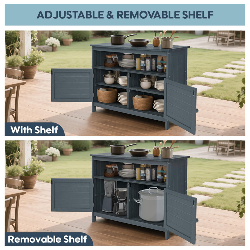 Buffet d'extérieur avec portes magnétiques HiPS, Gris