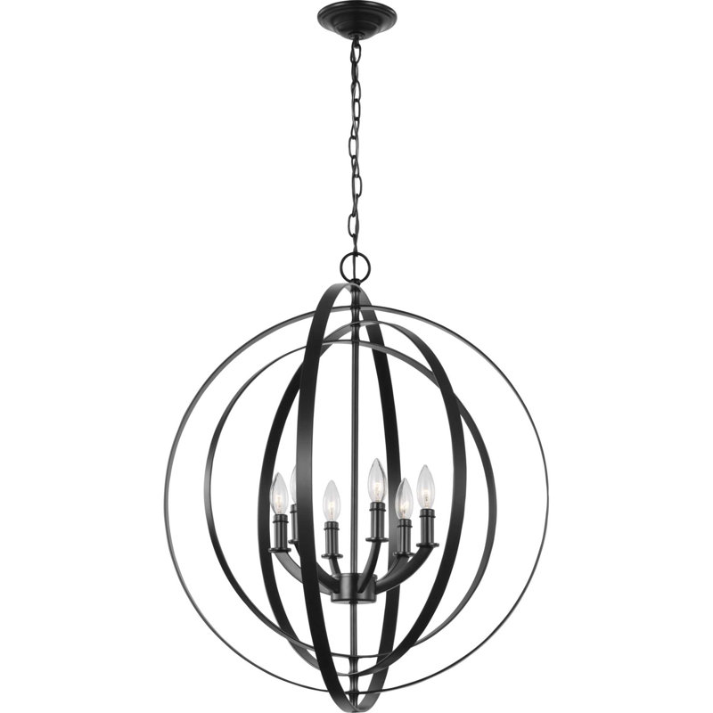 Lustre sphérique unique et remarquable à 6 lumières Daugherty, Noir
