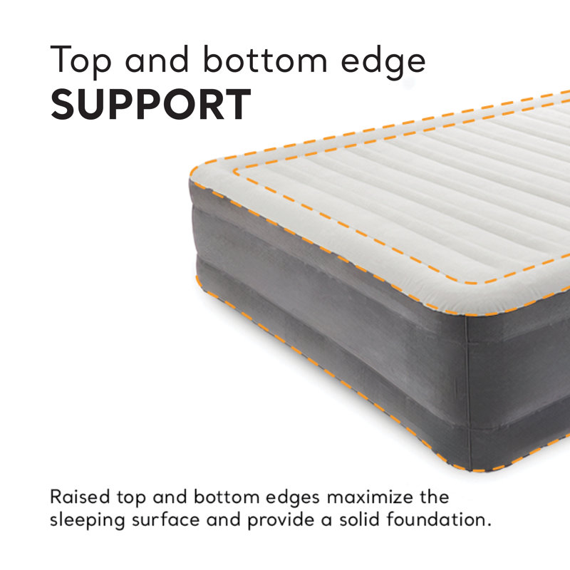 King Size Gray and White Raised Air Mattress with Built-In Pump